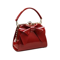 new arrival designer handbags women small patent leather messenger bag ladies evening clutch bow shoulder bags red wedding tote