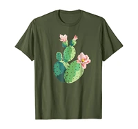 beautiful cactus tree pink flowers hand drawn painting shirt