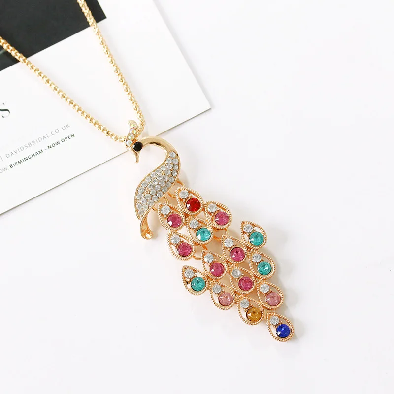 

Long Accessories Necklace Korean Fashion Jewelry Hair Chain Noble Crystal European and American Exquisite Peacock Link Chain