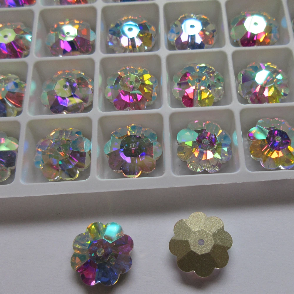 Кристалл AB Маргарита камни стеклянные стразы пришить с плоской задней стороной