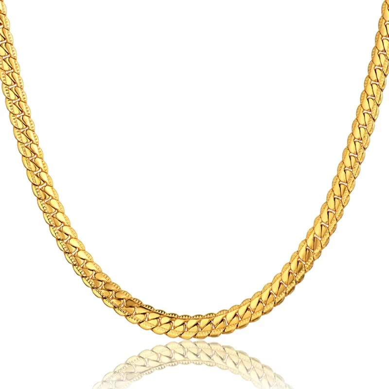 Gold Chain N7M7 Лидер продаж Нержавеющая сталь Золотой антикварный цепочка змейкой плоского плетения Цепочки и ожерелья Для мужчин ювелирные изделия из жемчуга 4/7 мм Колье Длинные Цепочки для Для женщин XL570ST - Окраска металла: Gold Chain