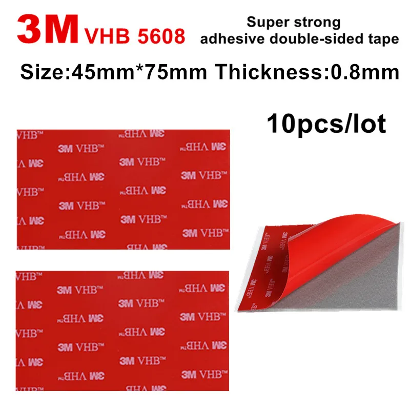 

10pcs/lot 45X75mm 3M VHB foam double sided adhesive thickness 0.8mm car gadgets for home design tape strong