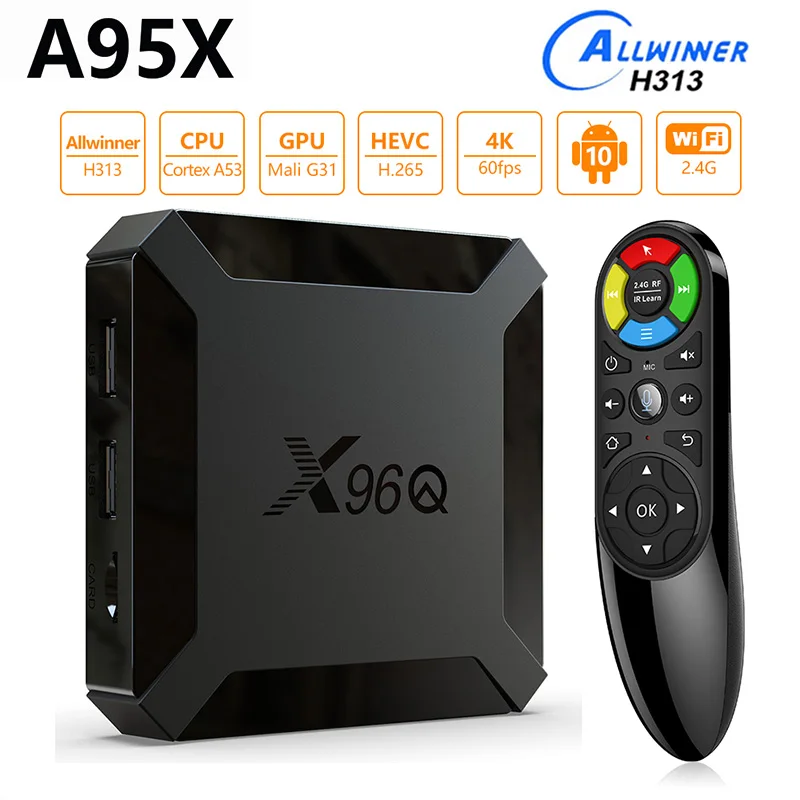 Smart TV Box Allwinner H313 X96Q Android 10 Quad Core X96 Q Декодер каналов кабельного телевидения Media Player