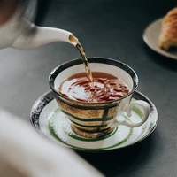 handmade retro ceramic coffee mug tea cup and saucer set stoneware mugs english latte cup breakfast cup cafe canecas drinkware