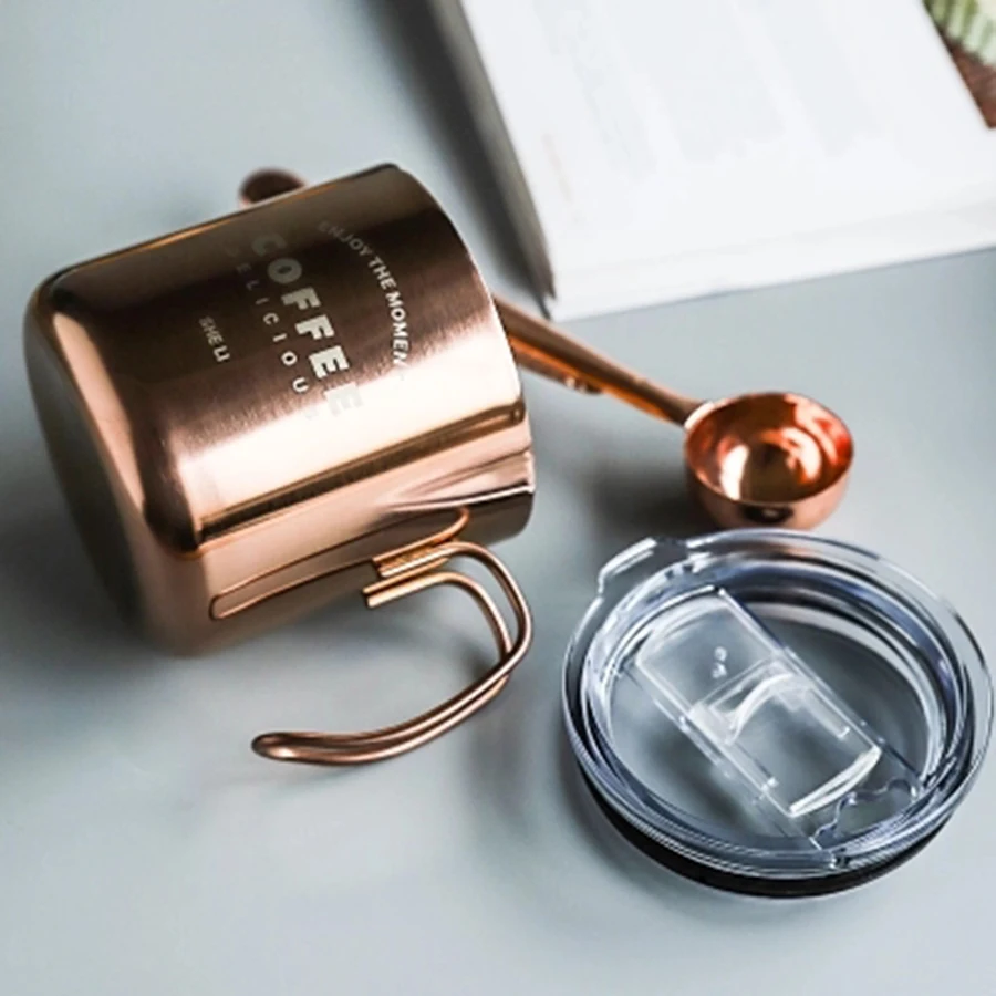 Metal Nordic Coffee Mugs Stainless Protein Shaker Vintage Big Cute Portable Mug Lid Milk Tea Botellas Para Agua Spoon EE7SB | Дом и сад