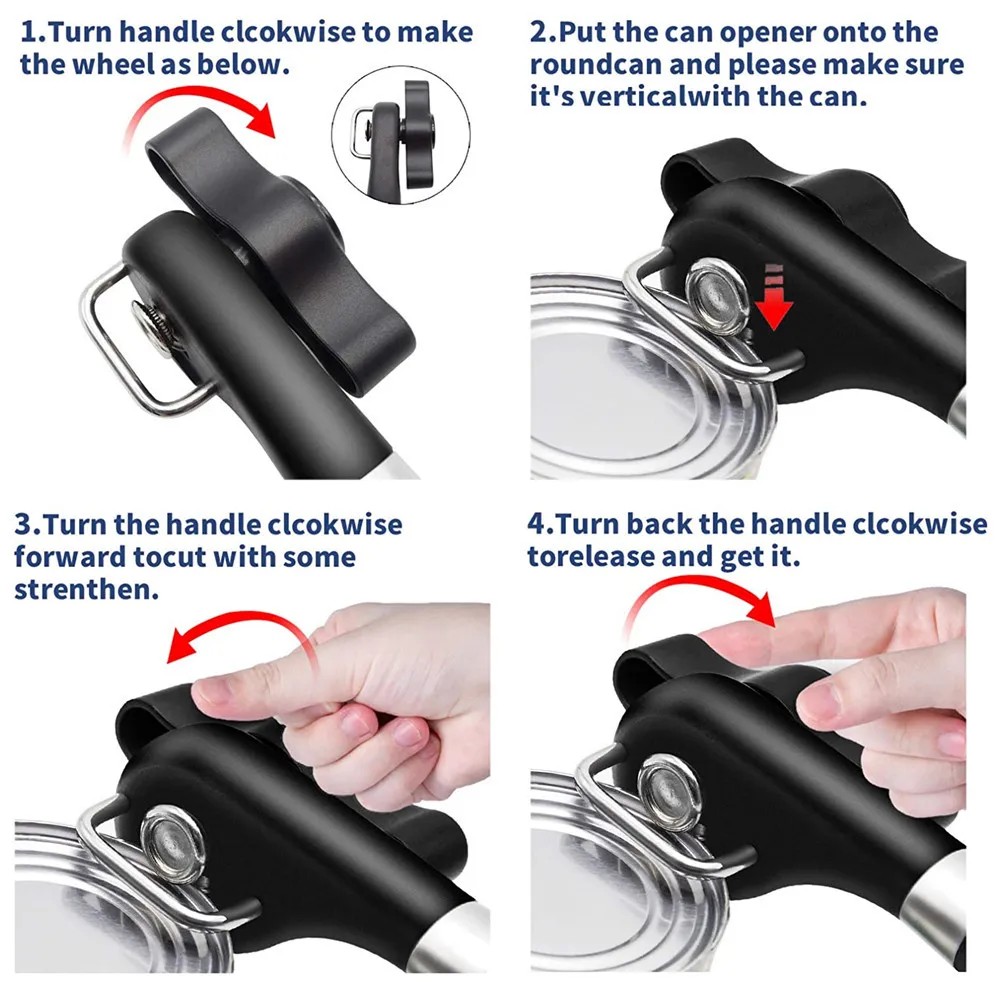 

Safety Manual Can Opener Jar Tin Can Opener Manual Embedded Cutter No Sharp Can Edges Easy Turn Knob Opener Kitchen Accessories