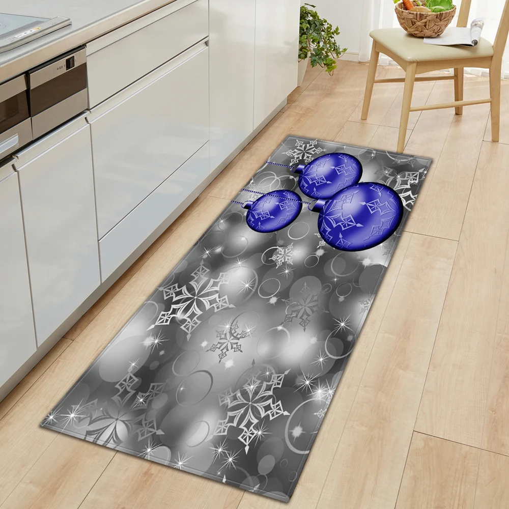 

Christmas Pattern Kitchen Carpet Bedroom Bedside Floor Decor Rugs Entrance Doormat Home Bath Hallway Balcony Non-Slip Long Mat