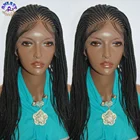 Черный Цвет Синтетические волосы на кружеве al заплетать косы парик микро бокс косы парик американское Для женщин Стиль синтетические косички парик Синтетические волосы на кружеве