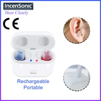 rechargeable hearing aid audifonos v30 itc invisible earbuds adjustable tone sound amplifier in ear hearing device
