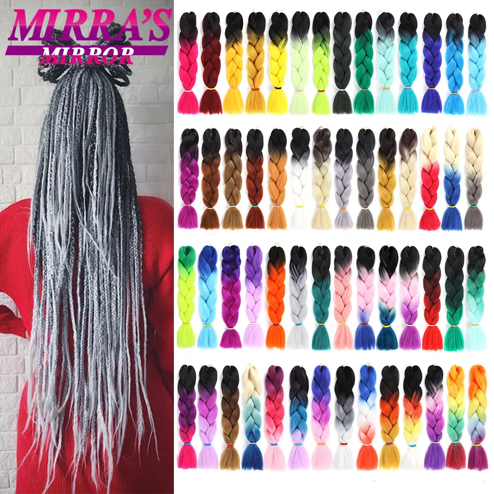 Mirra’s Mirror Braiding Hair Extensions Crochet Jumbo Braids Hair Synthetic Hair For Braids 24 Inch 100g Ombre Fake Hair