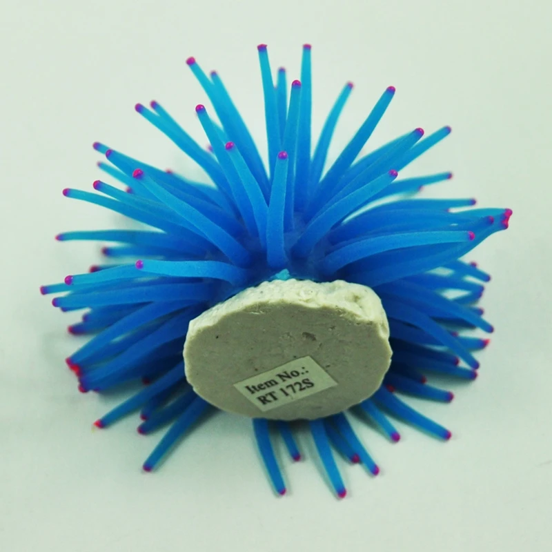 Новый SODIAL(R) синий силиконовый мини морской Anemone орнамент для аквариума|Декорации|