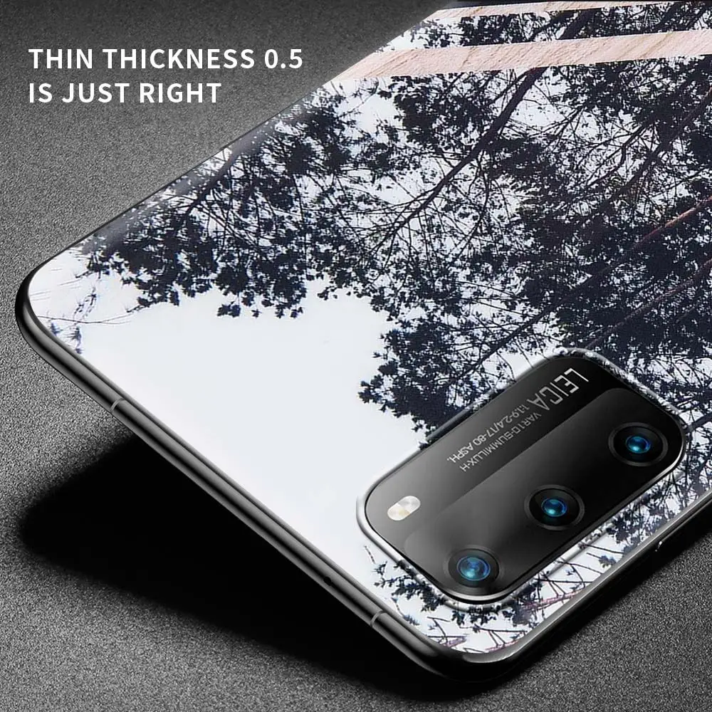Capa For Huawei P30 P40 P20 Lite Honor 8X 9S 20 8S 9X Pro P Smart Z Y6 Y7 2019 Black Shell Cover Forest Geometry Wood Nature