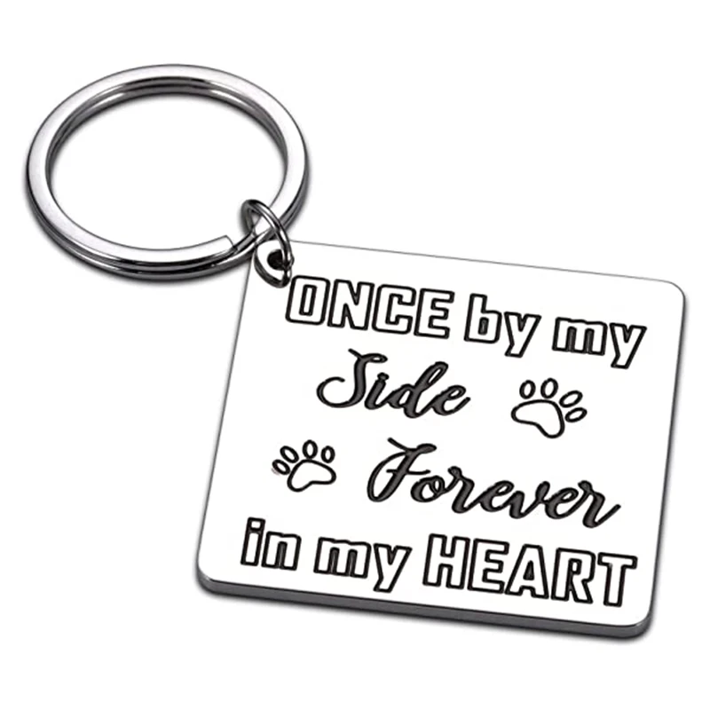 

Pet Dog Cat Keychain Memorial Pet Key Chain Lover Once By My Side Forever In My Heart Cat Remembrance Jewelry Keyrings