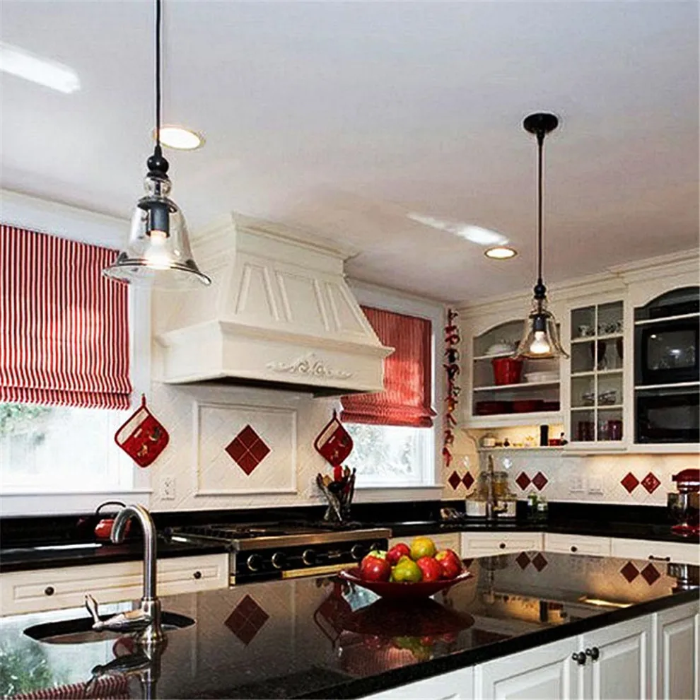 

Nordic Retro Stained Glass Bells Led Pendant Lights For Kitchen Bar Cafe Country Dining Room Hanging Lamp Loft Decor Luminaire