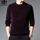 Новый Зимний теплый свитер, Мужская однотонная винтажная уличная одежда, флисовый пуловер с круглым вырезом, мужской повседневный вязаный джемпер, мужская одежда Y377