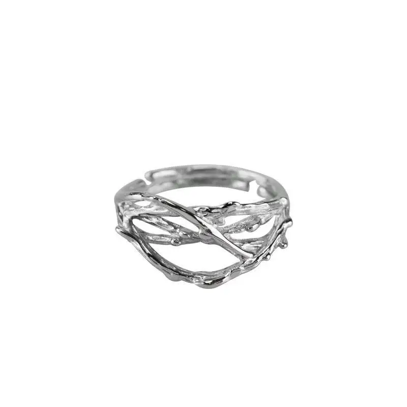 

Small Crowd Simple Irregular Texture Ring S925 Pure Silver Ring Chic Korean Personality Female Open Silver Ring Jewelry