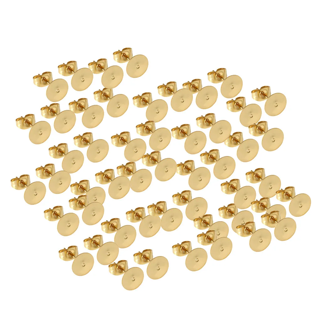 

25 Pairs Fashion Jewelry Stainless Steel Blank Ear Stud Flat Earrings Favorite DIY Earring Accessory