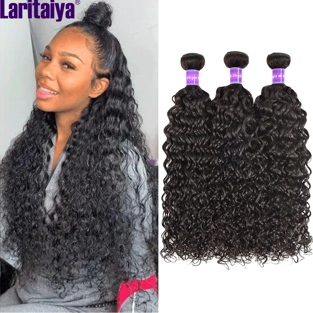Onda de Água Laritaiya Pacotes Tecer Cabelo Brasileiro 100% Virgem Humano 1 - 2 3 4 Negócio Onda Encaracolado Água Exrtensions 1 Apliques e perucas
