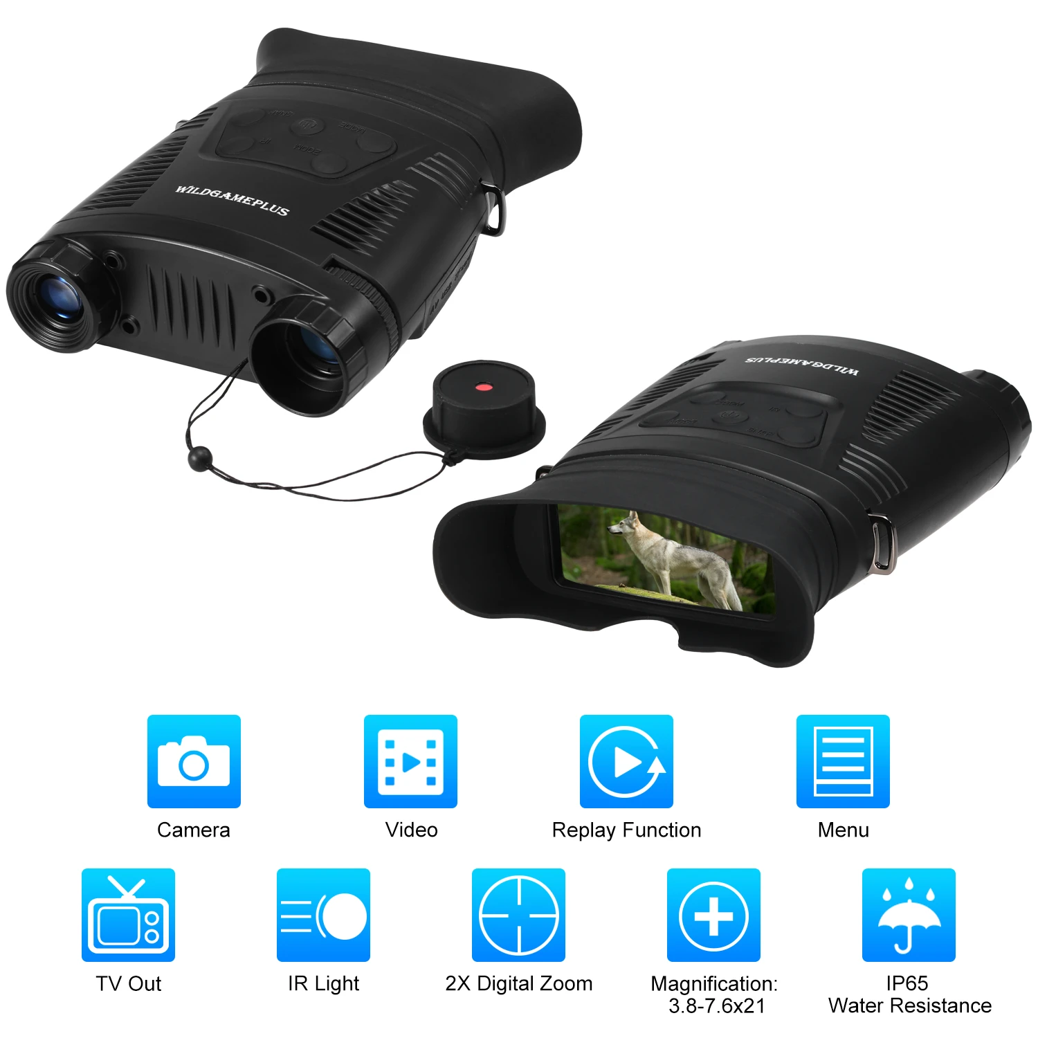 Бинокль ночного видения IP65 водонепроницаемый ночное видение 2x цифровой зум ИК