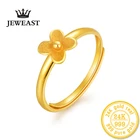 Кольцо из золота XXX 24 карат, настоящее сплошное Au999, ювелирные украшения, женское, Золотой Матовый клевер, маленькое цветочное живое кольцо