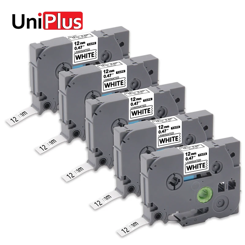 Лента для этикеток UniPlus 5pk tze 231 12 мм принтера Brother tz231 черного цвета белая печати
