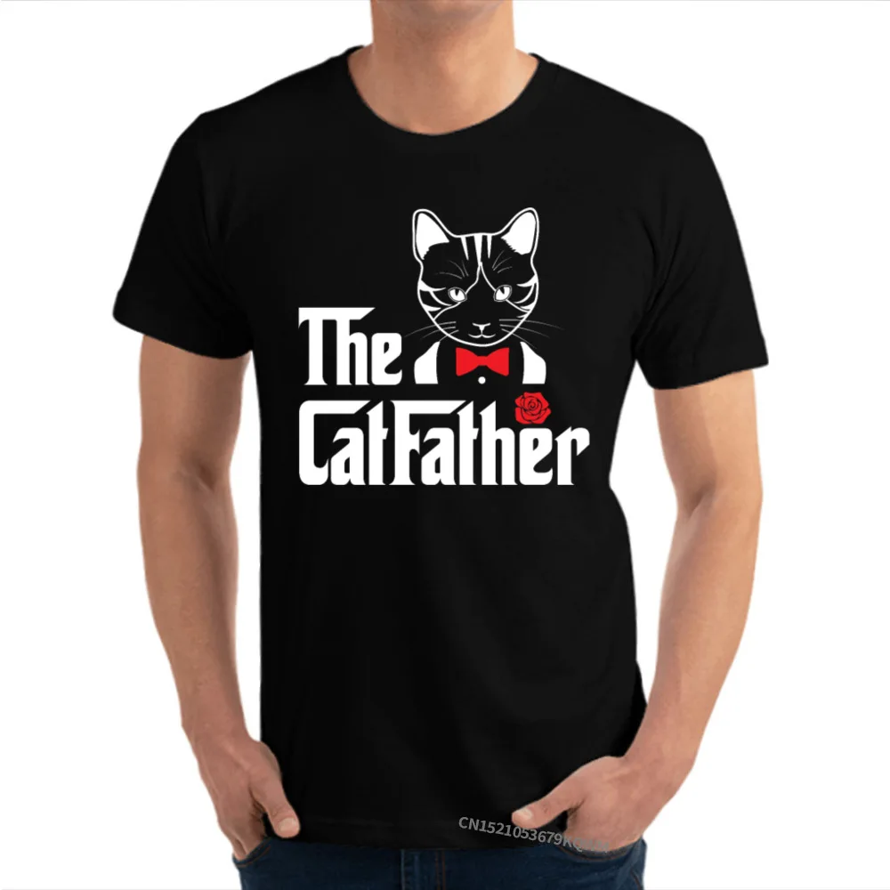 

Забавные Семейные футболки с отцом кошки, новый год, круглый вырез, 100% хлопок, мужские топы, футболки, Семейные футболки, новейшая одежда, рубашка
