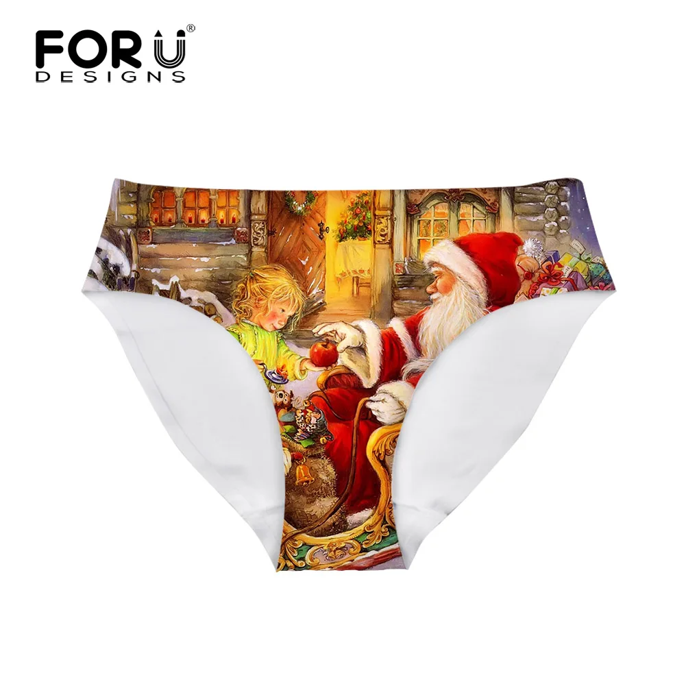 

FORUDESIGNS Women Breathable Panties 3pcs/set Elastic Seamless Ultra-Thin Santa Claus Design Underpants Sexy Lingerie For Mujer