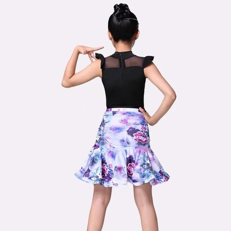 New Girls Kids Latin Dance Dress Women Sexy Printed Skirt Tops+Skirt Ballroom/tango/salsa/rumba/latin Dresses Clothes | Тематическая