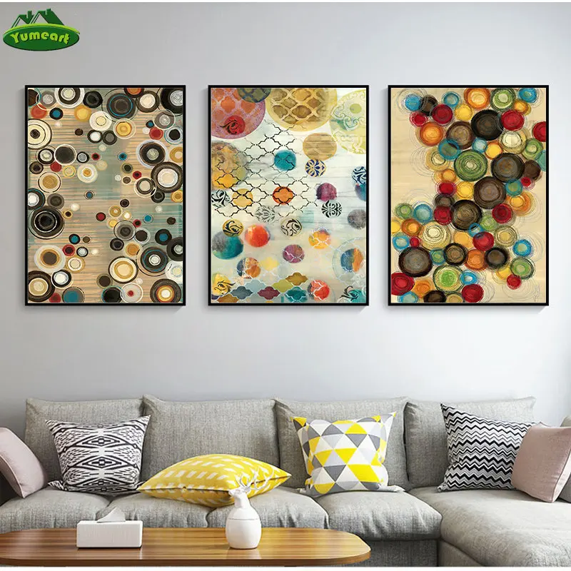 Абстрактная Геометрическая круглая изогнутая линия настенная Картина на холсте