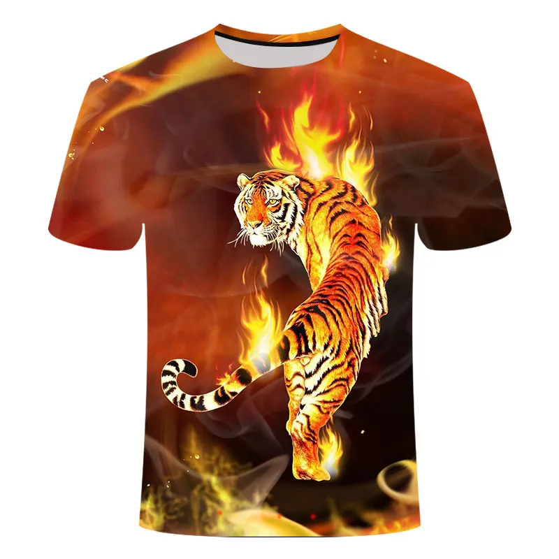 

2021 Summer New 3D T-shirt black T-shirt casual top Camiseta streetwear short sleeve flame T-shirt fashion unisex shirt