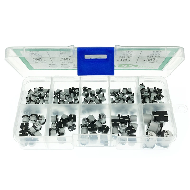 Электролитический конденсатор для поверхностного монтажа 10 значений 145 шт. набор