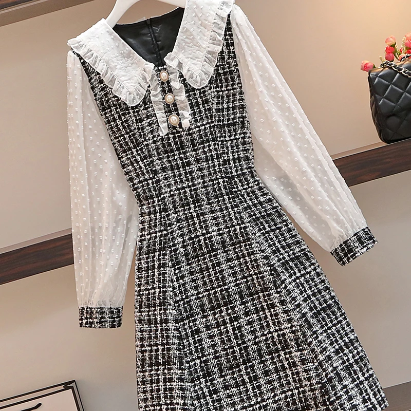 Женское осеннее платье в клетку винтажное стиле 90 х прозрачное Сетчатое
