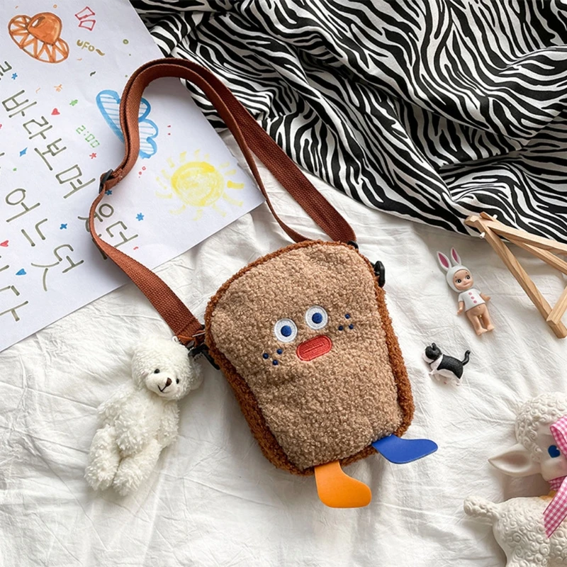 

Cute Toast Lamb Wool Shoulder Bag Personality Fashion Women Shoulder Messenger Bag Casual Daily Wear Crossbody Purse