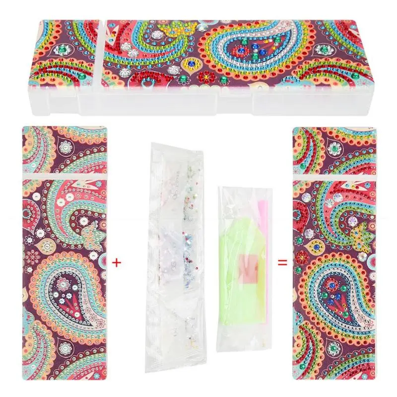 5D DIY Special Shaped Diamond Painting 2 Grids Stationery Pencil Box Rhinestones Diamond Embroidery Mandala Storage Case Gifts - Цвет: N