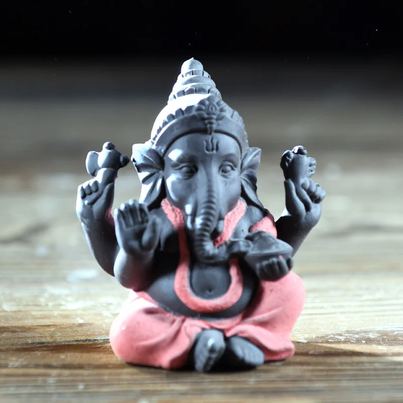 Керамическая статуя Будды Ганеша статуэтки индийского слона фиолетовая глина
