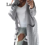 laipelar long sleeve warm cardigan female knitting long cardigan sweater women jumper white pocket pull knit sweater shirt