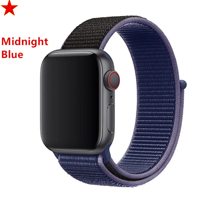 Midnight Blue Ремешок для apple watch band sport loop apple watch 5 4 3 band 44 мм 40 мм iwatch 5 4 42 мм 38 мм correa нейлоновый браслет pulseira nato - Цвет ремешка: Midnight Blue