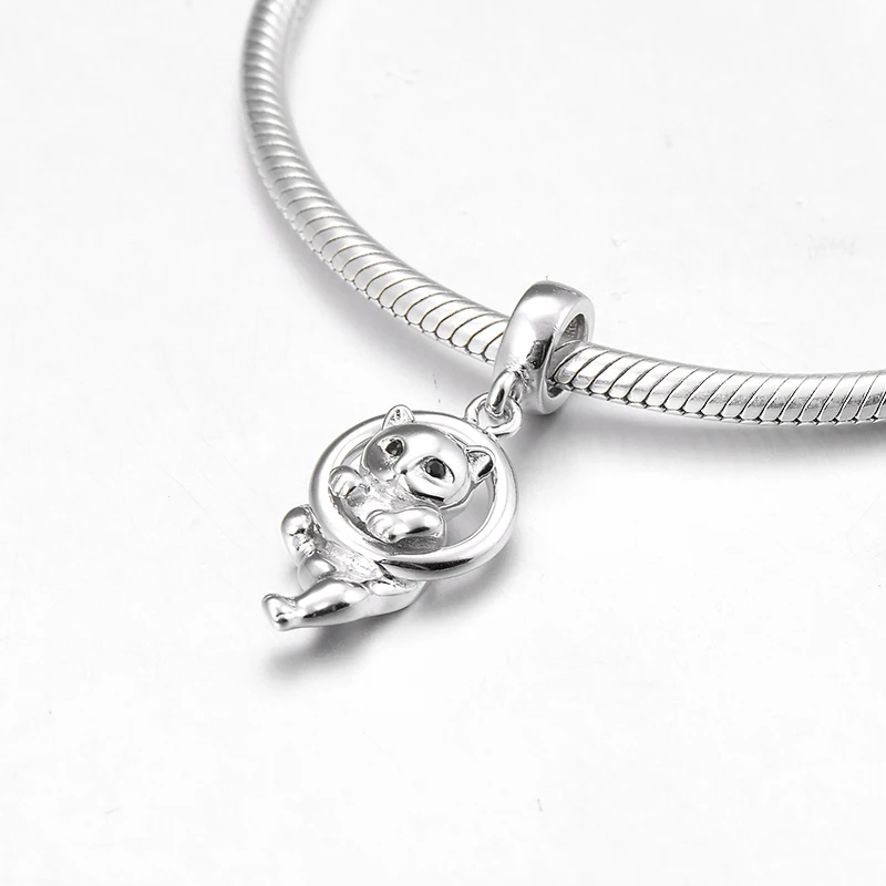 Новый черный глаз озорной кот 925 Стерлинговое серебро подвески Модные аксессуары