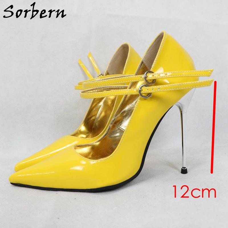 

Sorbern Mary Janes Women Pumps Steel Heels Ladies Sexy Pointed Toe High Heels Size 13 Big Size Crossdressing Transgender Shoes