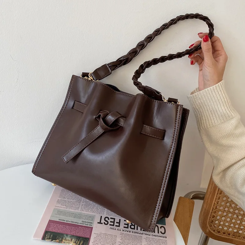 

Vintage Casual Totes Women Shoulder Crossbody Bags 2021 New Fashion Handbags Ladies Messenger Bags Female Purses Two Straps