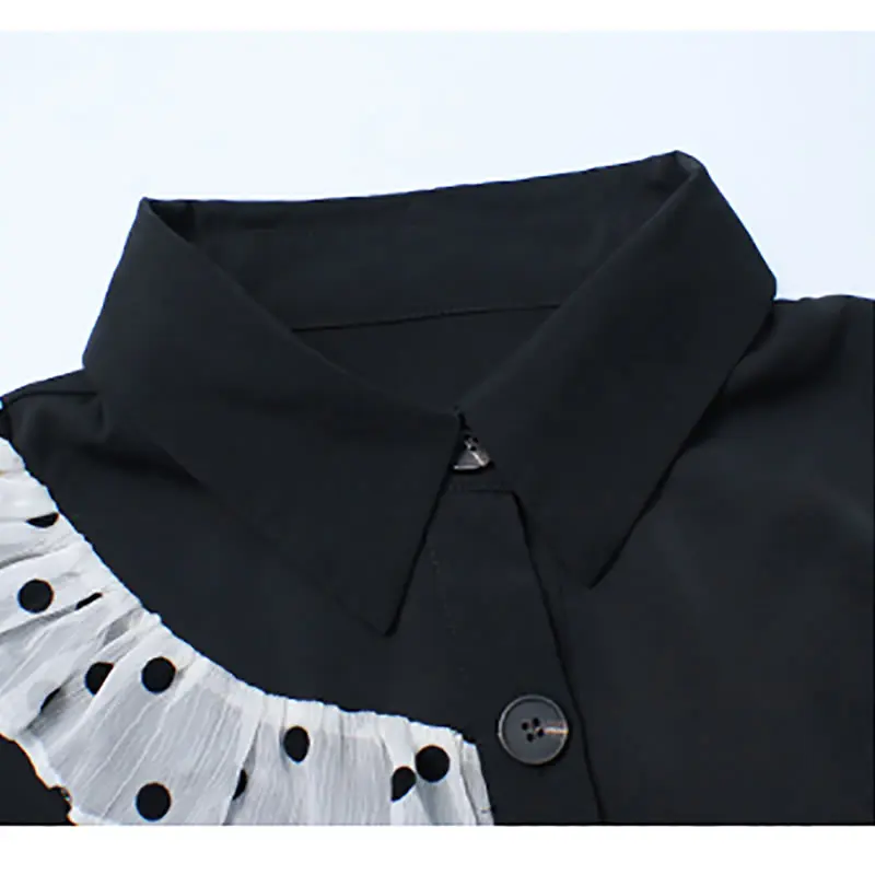 

XITAO Patchwork Ruffles Single Breasted Turn-down Collar Dress 2021 Summer New Arrival Fashion Casual All Match WMD1467