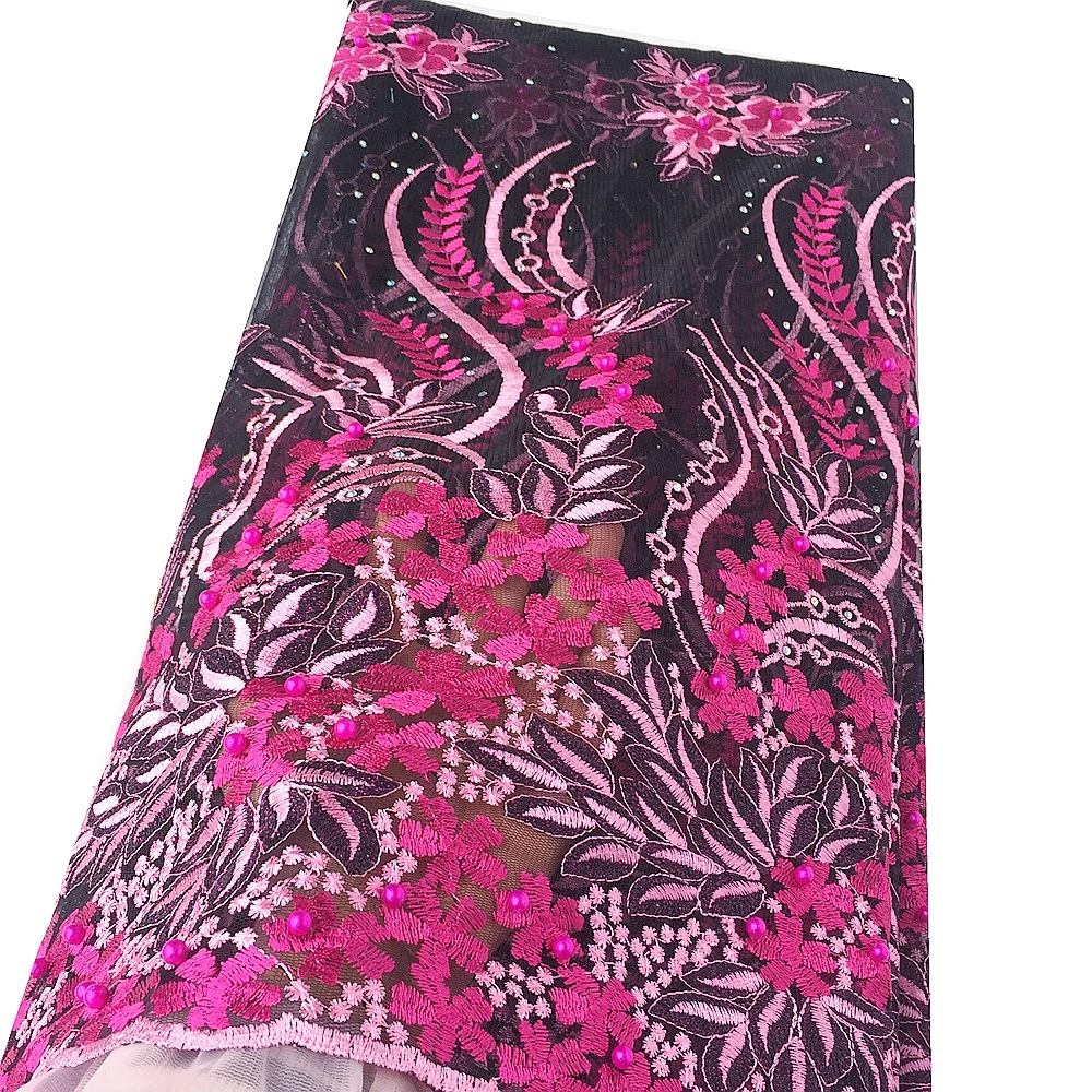 Фиолетовые швейцарские нигерийские кружева материал фуксия розовый Африканский