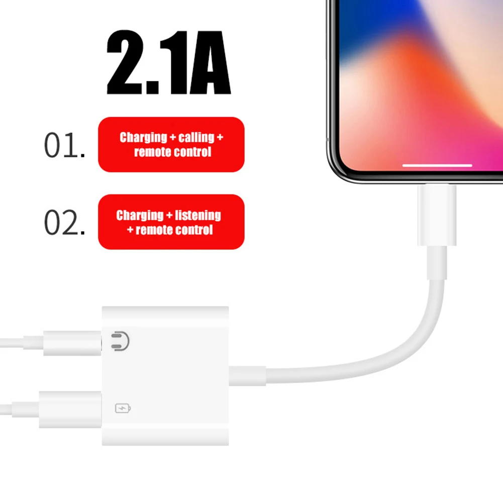 2 в 1 адаптер для наушников Lightning/3 5 мм аудиоадаптер iPhone 7 8 plus X XS зарядный кабель