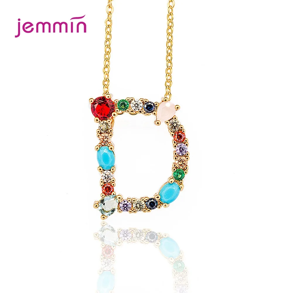 Радужное Новое модное золотое ожерелье с 26 буквами микро CZ кубический цирконий AZ