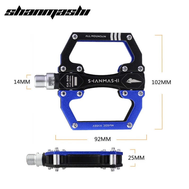 Велосипедные педали SMS из алюминиевого сплава Нескользящие широкие с
