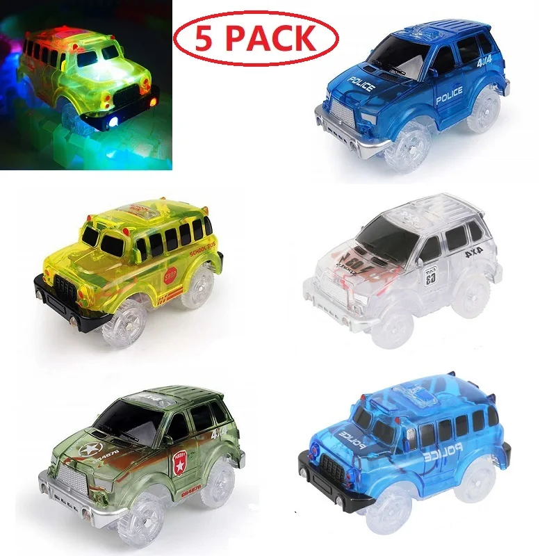 Новинка 5 упаковок электрические треки Автомобили со светодиодный Ной