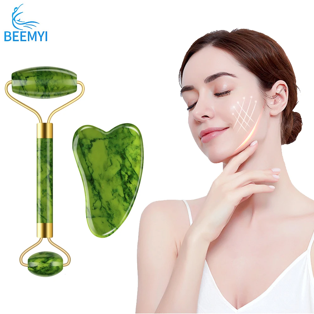

Beemyi Jade Roller Face Skin Tightening Device Slimming Massagers for Facial Lift Body Gua Sha Scraper Beauty Skin Care Tools
