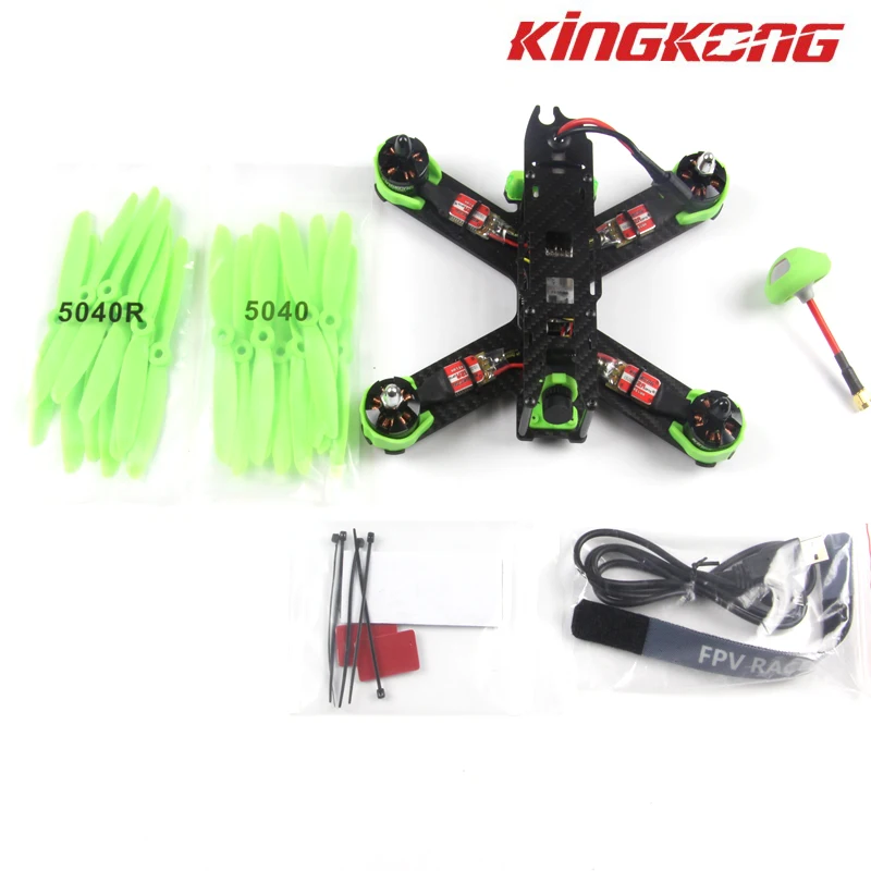 KINGKONG 210 PNP fibra de carbono Мини FPV Квадрокоптер F3 PLUS 200 mW 2204 мотор 12A ESC COMS камера и антенна 10 pares 5040