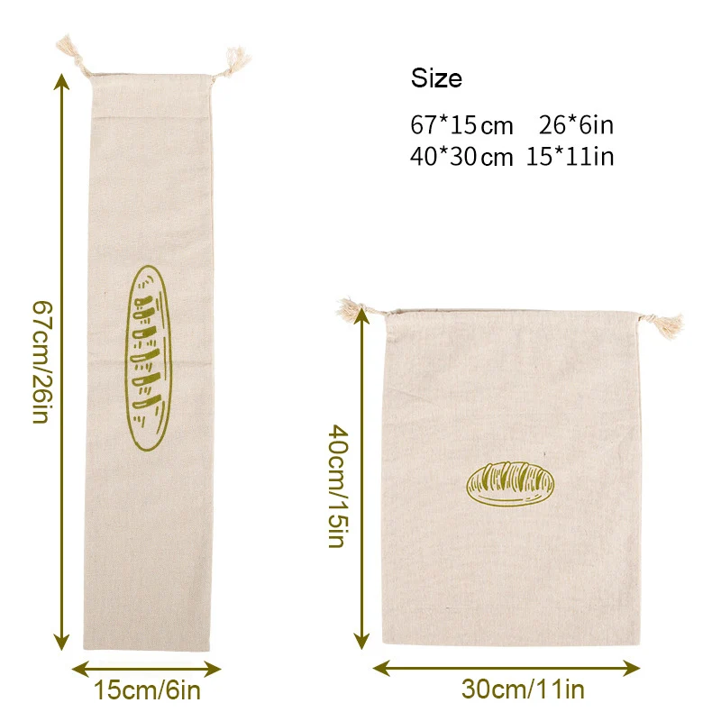 

Reusable Linen Bread Baguette Bag Artisan Bread Storage Bag Reusable Produce Drawstring Bags Homemade Bread Fresh Keeping Bag