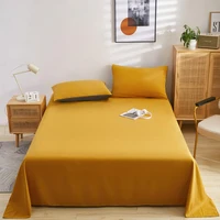 bonenjoy 1 pc flat bed sheet queen size yellow color top sheet for double bed king size plain bedsheets no pillowcase